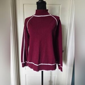 Turtleneck Long Sleeve Colorblock Knitted Pullover Sweater